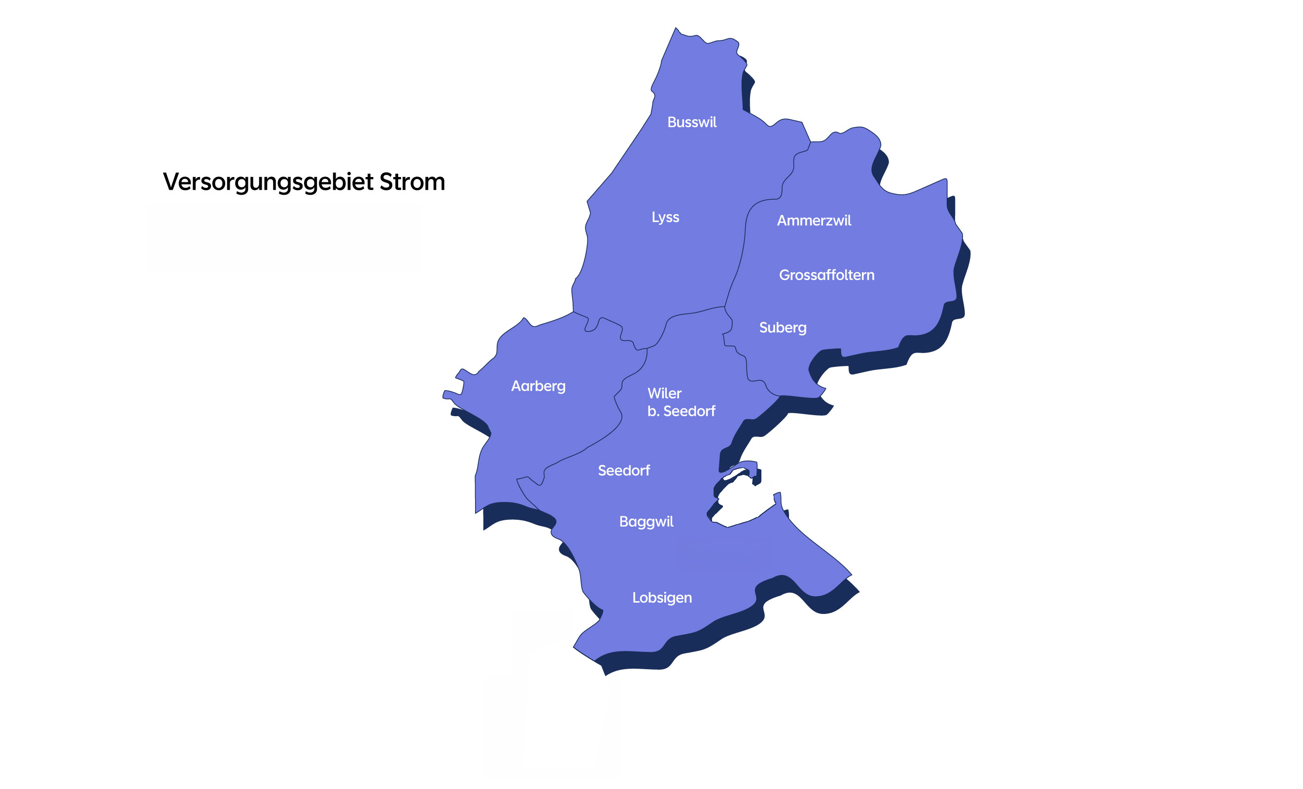 Karte des Stromversorgungsgebiets der Evolon AG im Seeland.